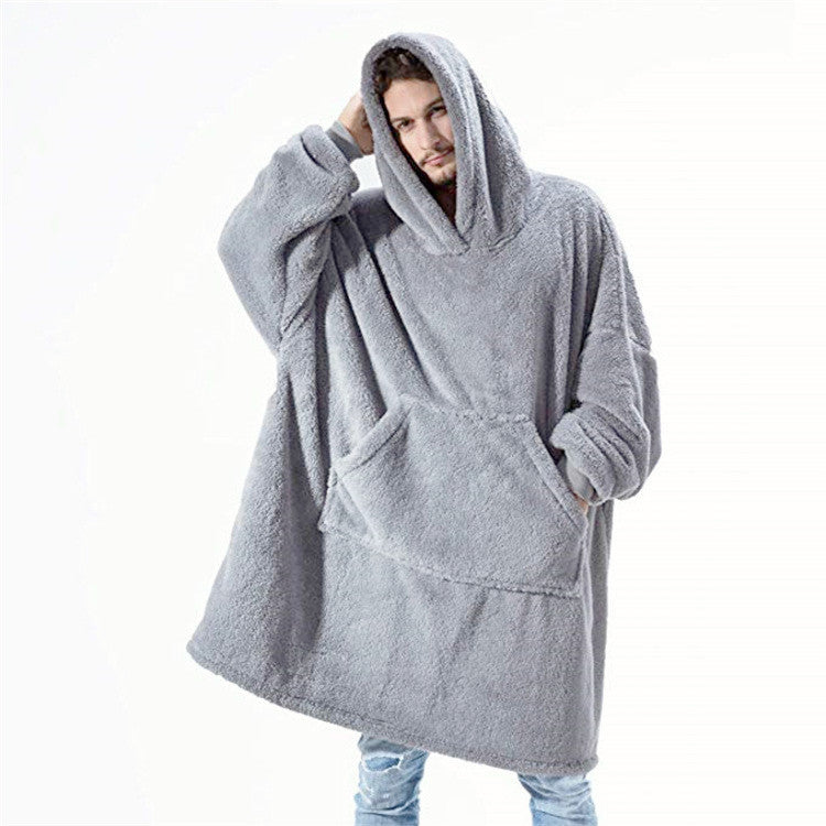 Big Pocket Tops Sweater Comfortable Loose Double-Sided Fleece Thicker Wearable Blanket