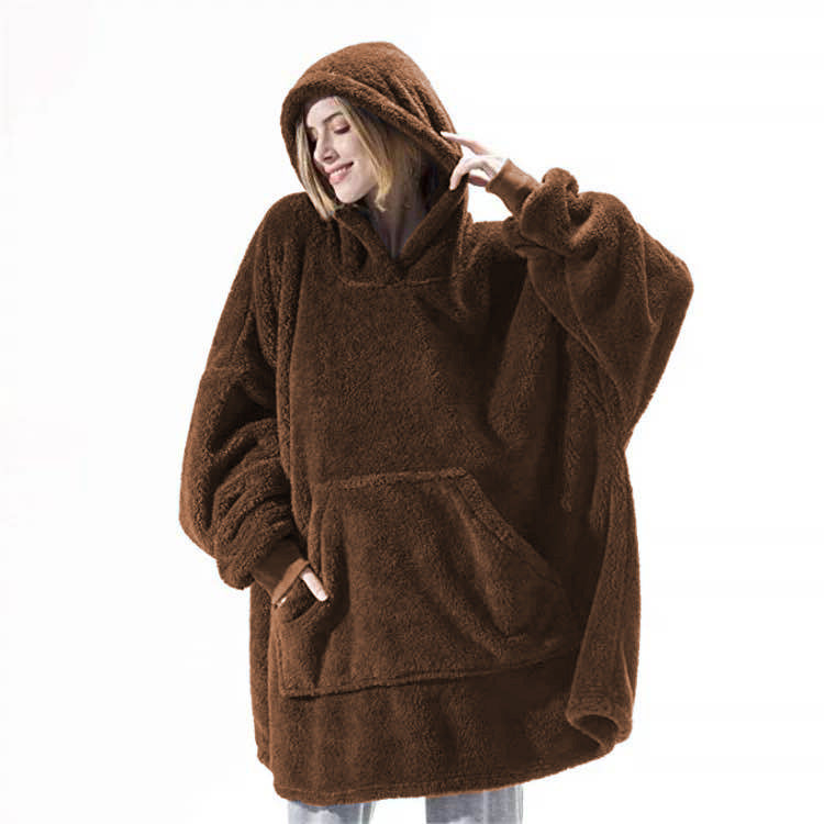 Big Pocket Tops Sweater Comfortable Loose Double-Sided Fleece Thicker Wearable Blanket