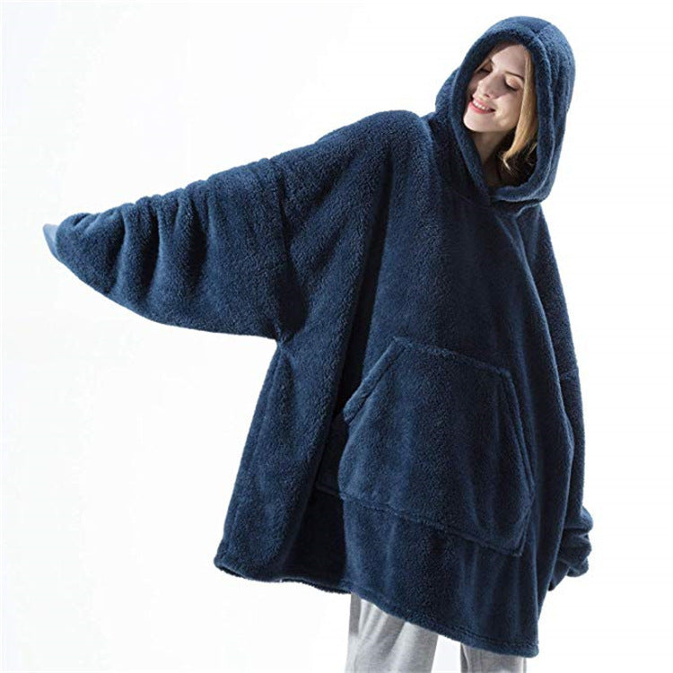 Big Pocket Tops Sweater Comfortable Loose Double-Sided Fleece Thicker Wearable Blanket