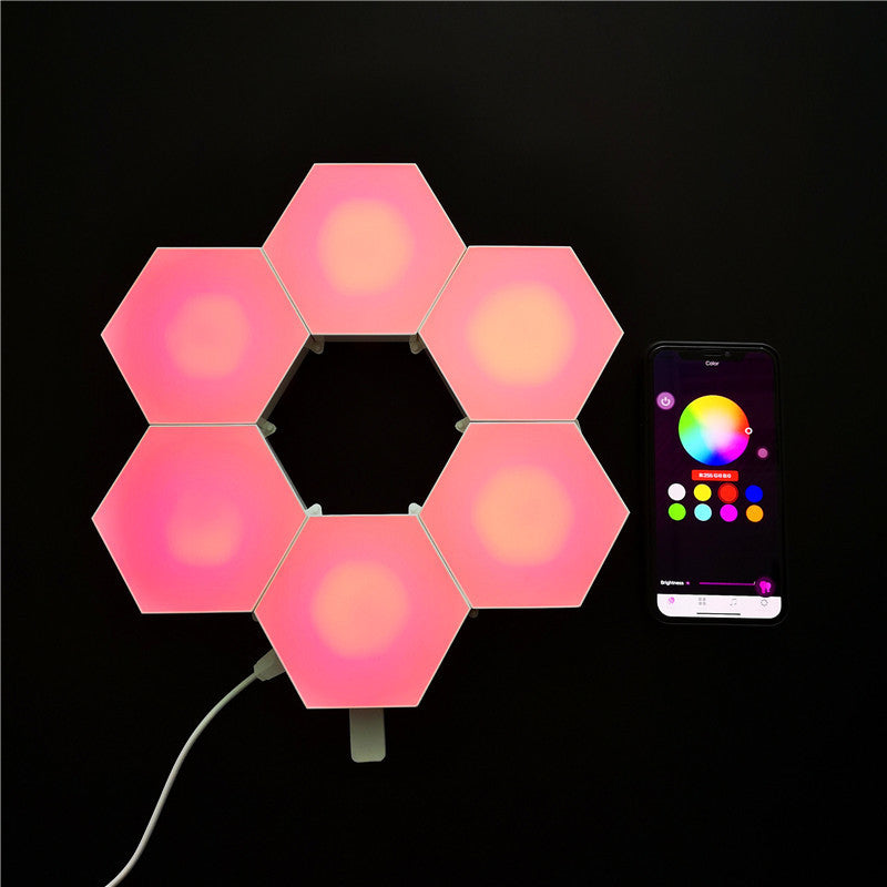 Phone Controlled LED Modular Honeycomb Light DIY Assembly Hexagonal Quantum Light
