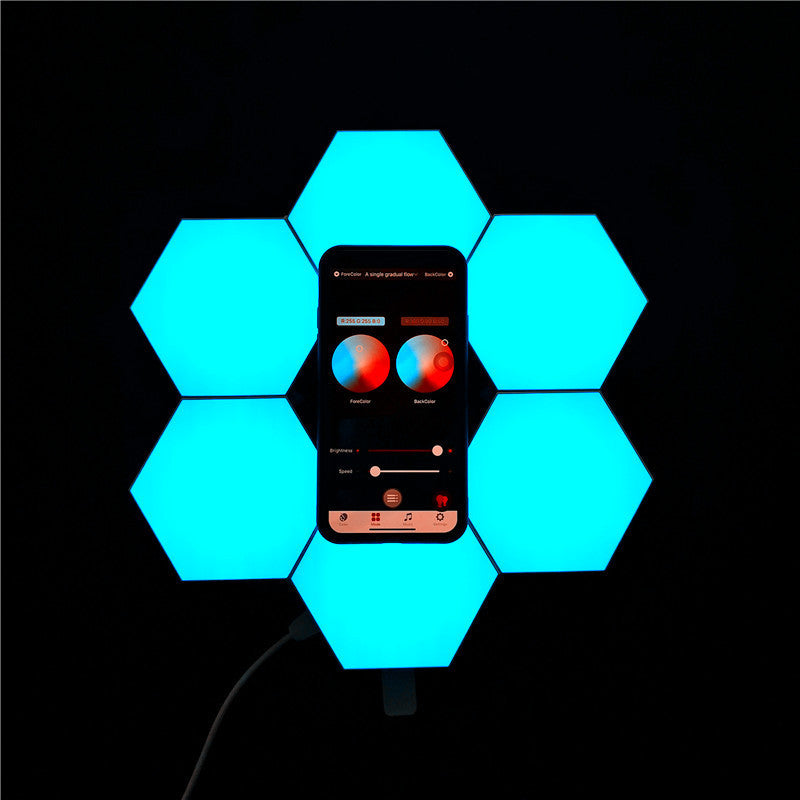Phone Controlled LED Modular Honeycomb Light DIY Assembly Hexagonal Quantum Light