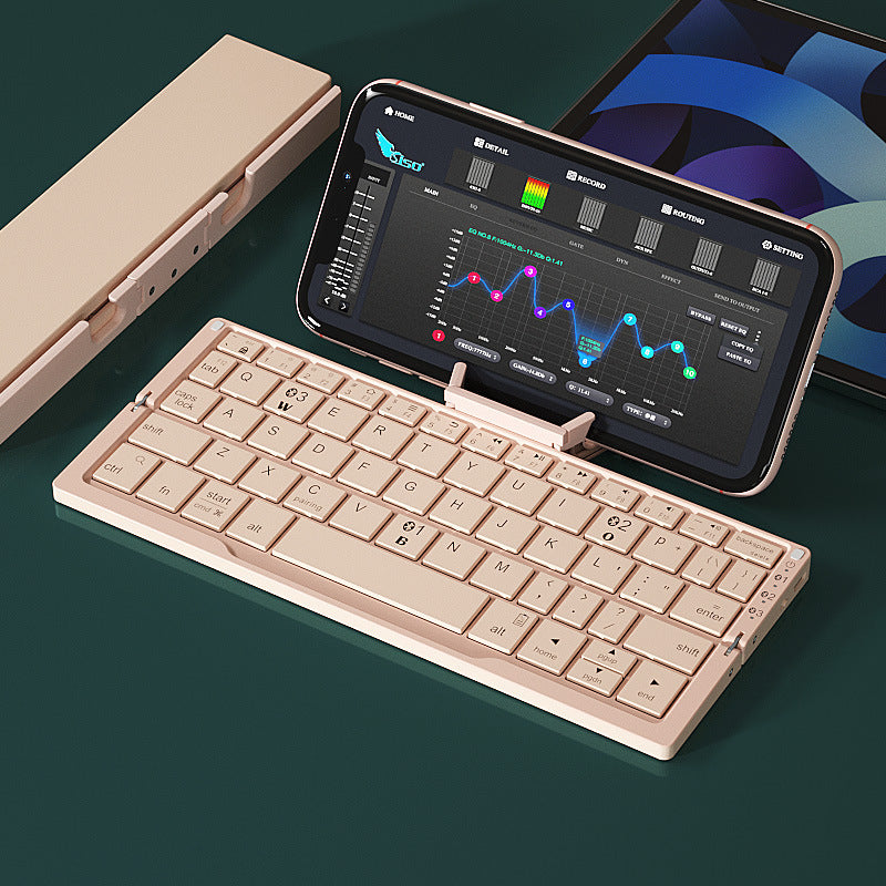 Mini Folding Bluetooth Keyboard Wireless Support3 Devices With Stand Keyboard For Phone Tablet