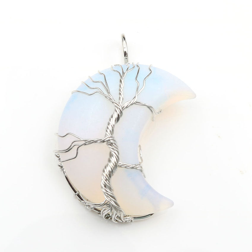 Handmade Necklace Jewelry Moon Natural Crystal Stone