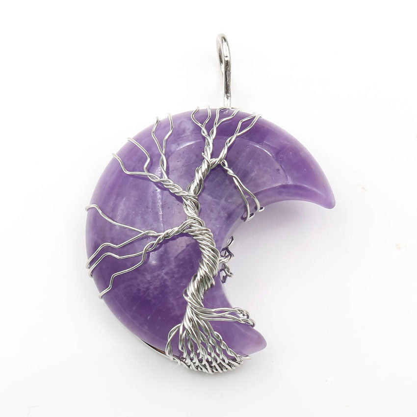 Handmade Necklace Jewelry Moon Natural Crystal Stone
