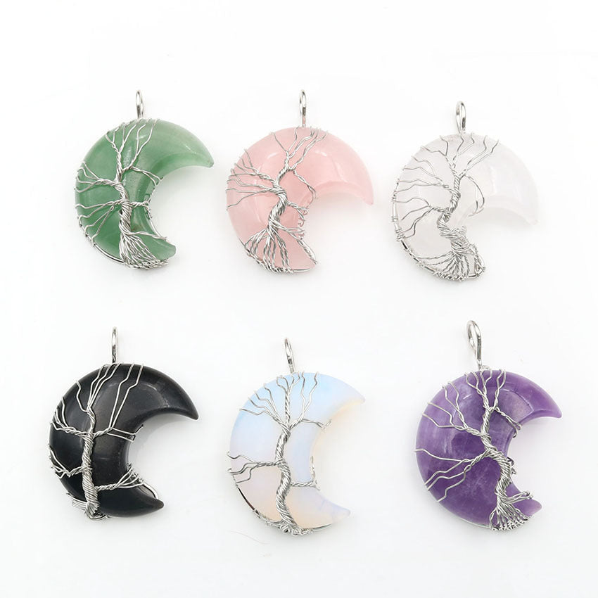 Handmade Necklace Jewelry Moon Natural Crystal Stone