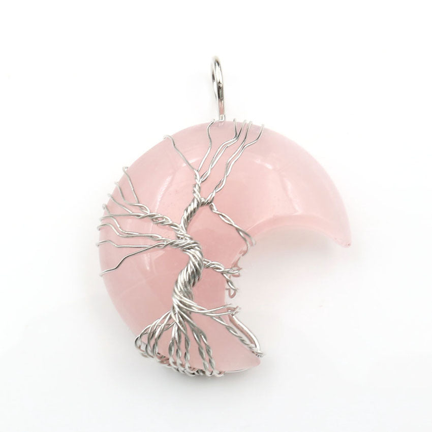 Handmade Necklace Jewelry Moon Natural Crystal Stone