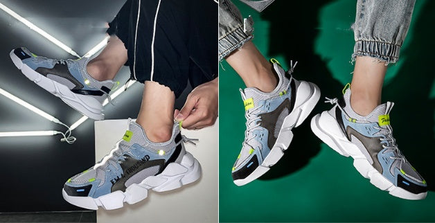 New Ins Breathable Mesh Old Shoes Korean Sports Casual Color Matching Reflective Shoes