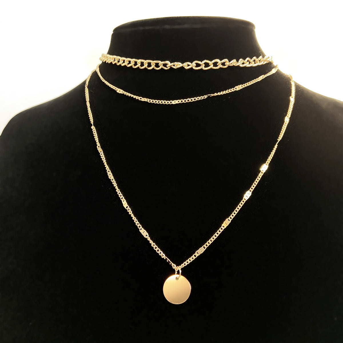 Women's Multilayer Necklace Ins Fashion Disc Pendant Clavicle