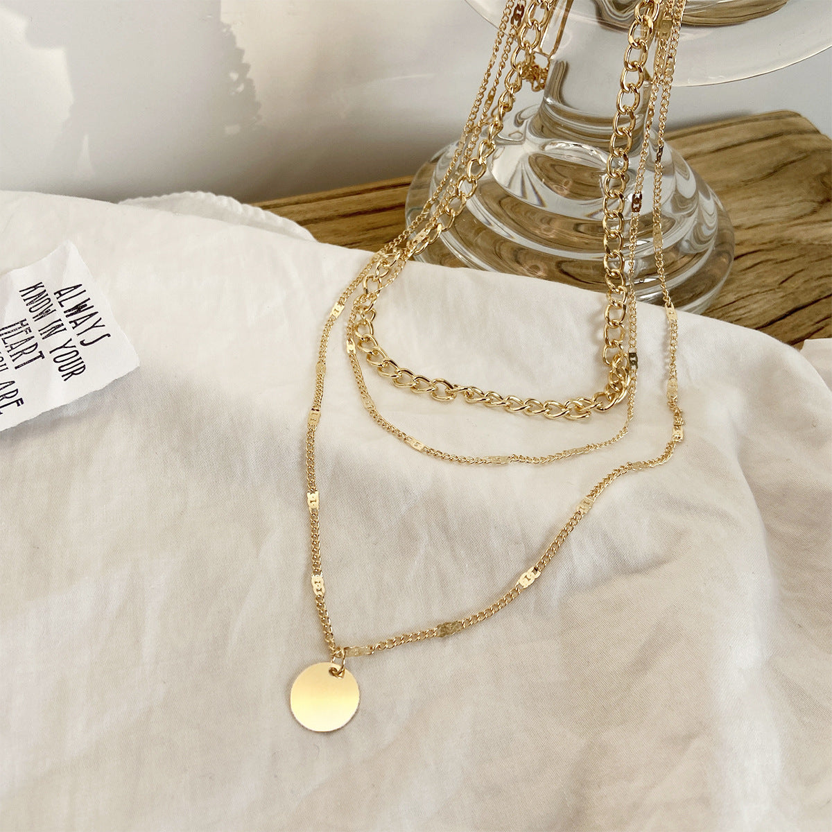 Women's Multilayer Necklace Ins Fashion Disc Pendant Clavicle