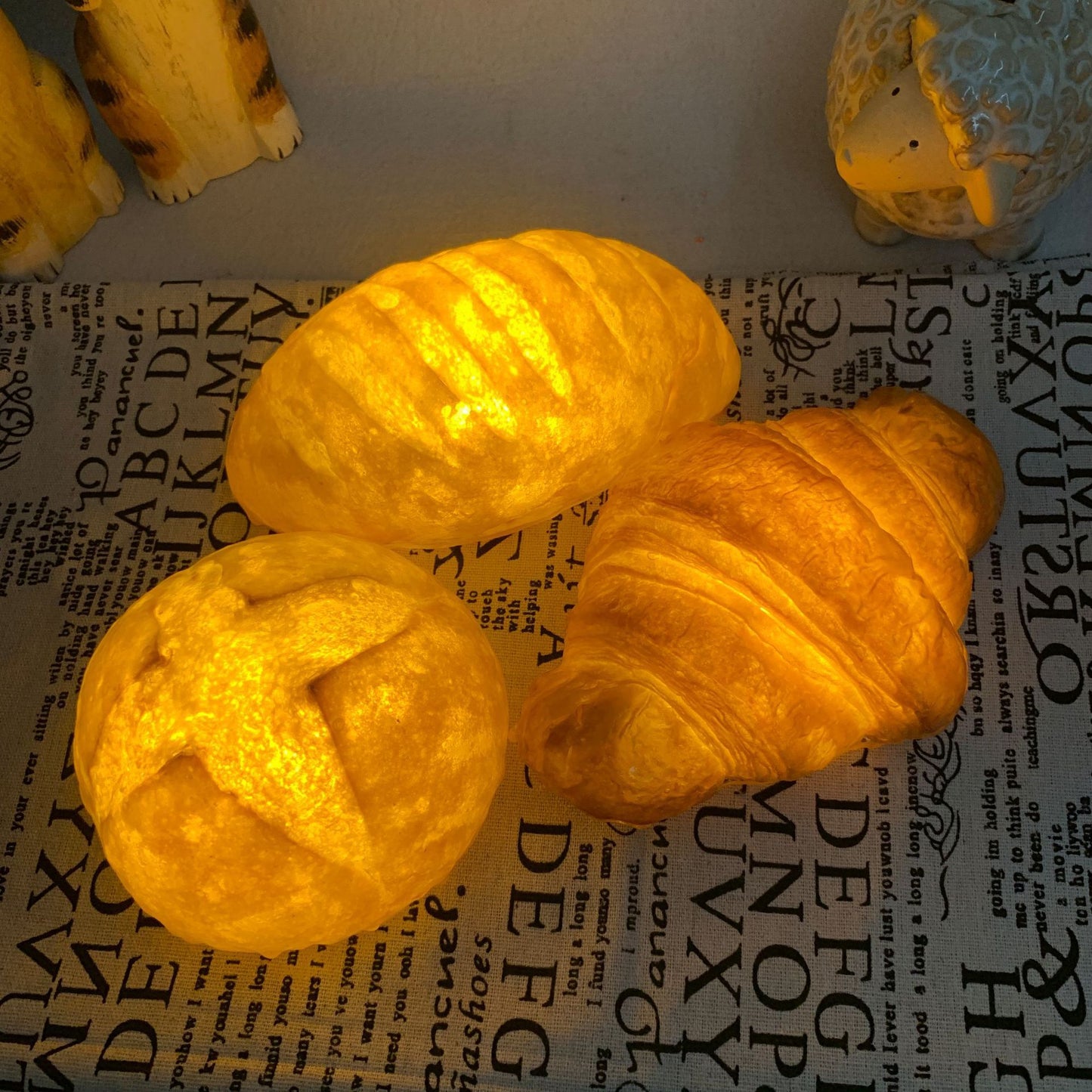 A Yukiko Morita Pampshade Toast, Bread, Croissant & Baguette Lamps