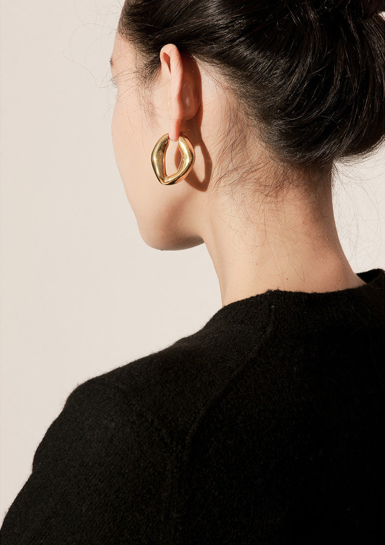 New Style Brass Plating 18K Gold Shaped Earrings