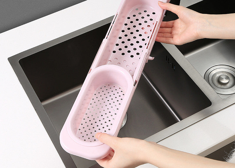 Telescopic Sink Rack Soap Sponge Holder Kitchen Sink Organizer