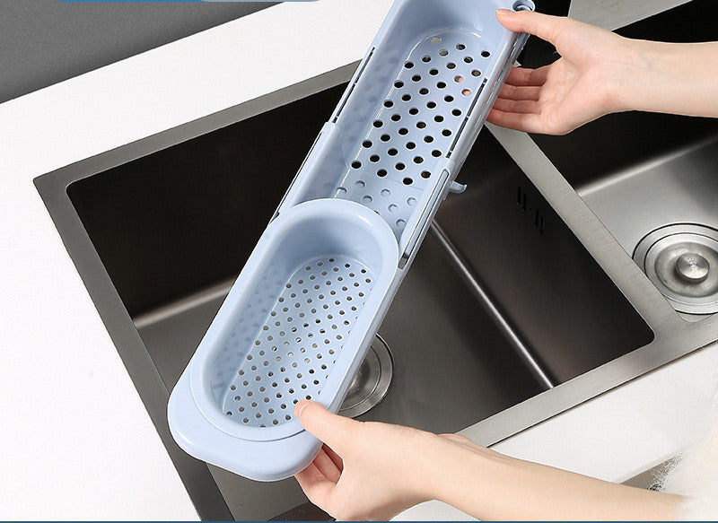 Telescopic Sink Rack Soap Sponge Holder Kitchen Sink Organizer