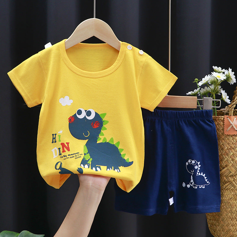 Fashion Printed Children's Cotton Short-Sleeved Suit