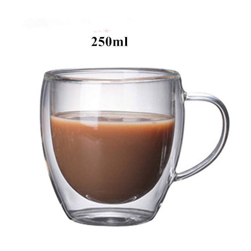 Transparent Double Layer heat resistant Glass Cup