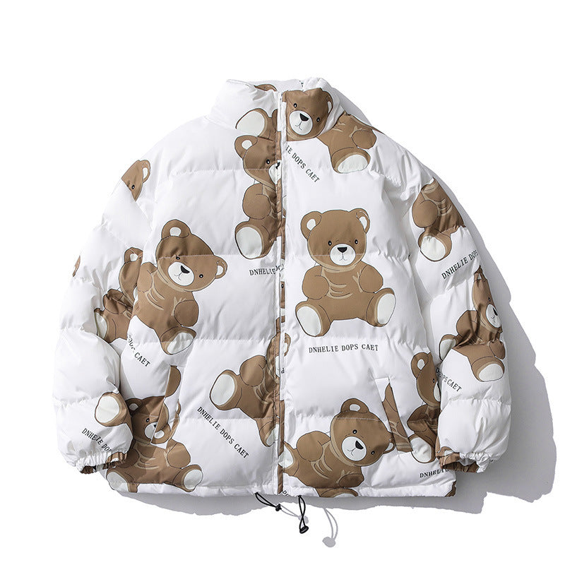 Cute Bear Print Winter thick Warm Cotton-padded Puffer Jacket
