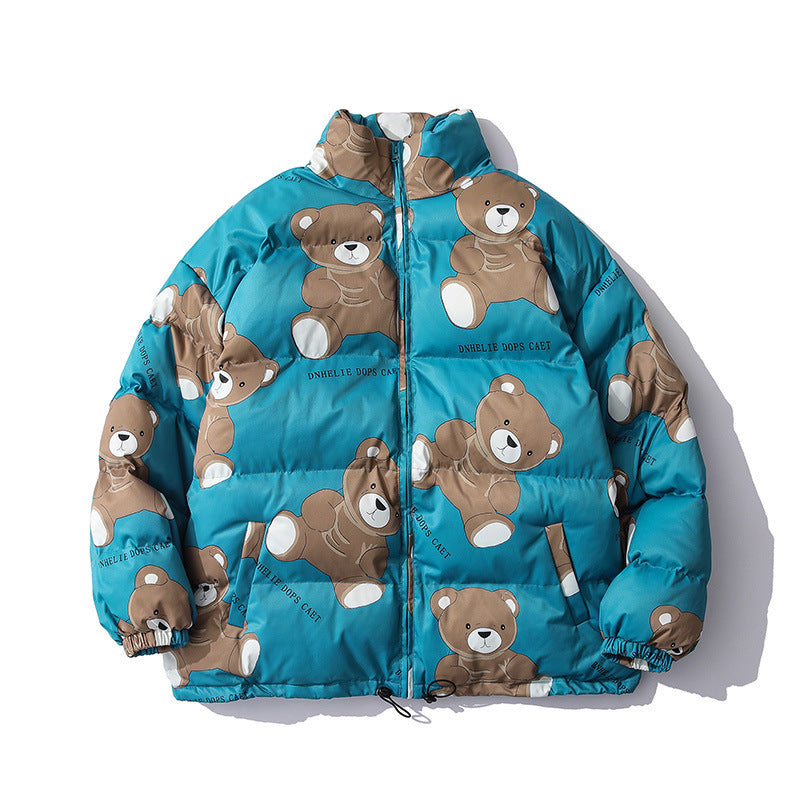 Cute Bear Print Winter thick Warm Cotton-padded Puffer Jacket