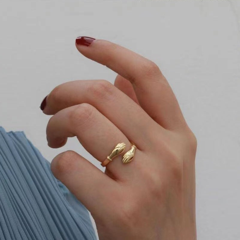 Hug Gesture 18K Gold Ring