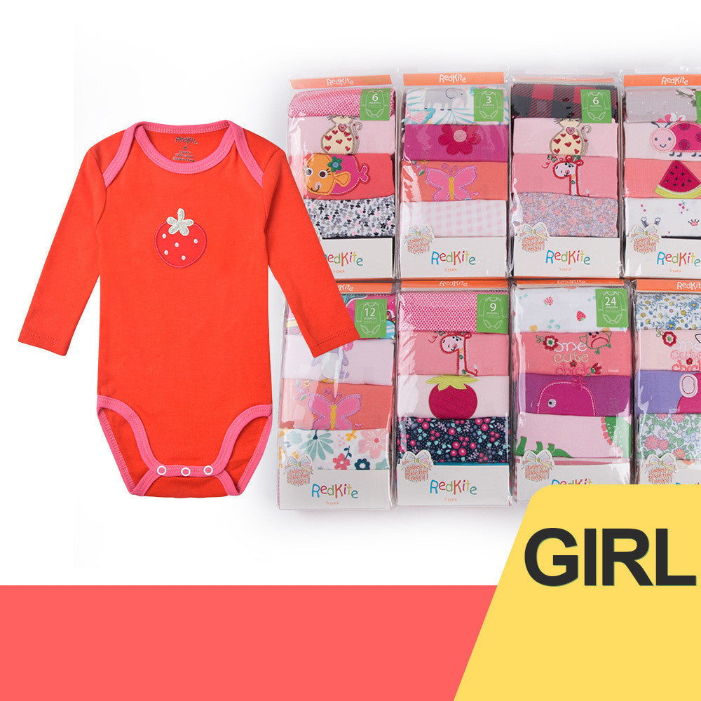 Redkite Class A Baby One-piece 5-piece Pack Cute Long Sleeve Romper