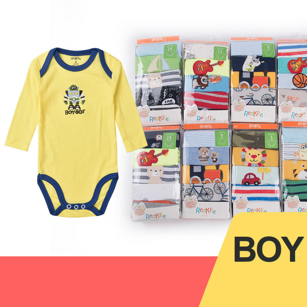 Redkite Class A Baby One-piece 5-piece Pack Cute Long Sleeve Romper