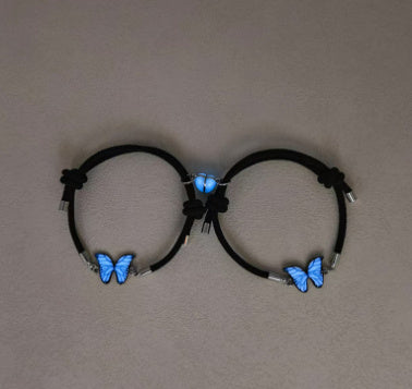 Mode blau leuchtende Schmetterling Halskette Armband Set für Glow in the Dark