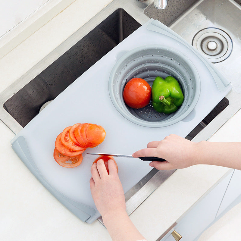 Multi-Functional 3 in 1 Chopping Board Detachable Folding Drain Basket Sink Cutting Board