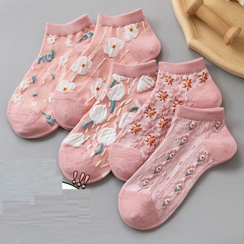 Harajuku Retro Embroidery Kawaii 5 Pair Cute Socks