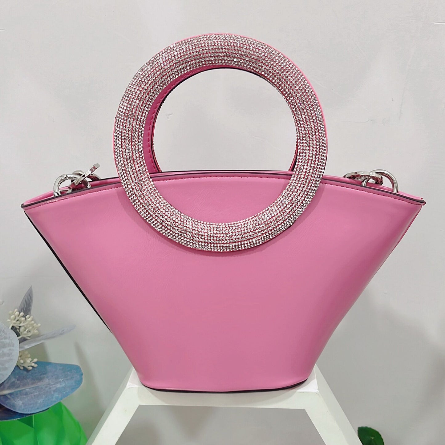 Diamond Round Handle Portable Basket Bag