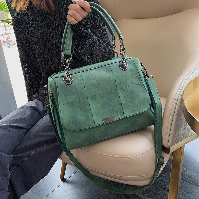 Matte Women Scrub Female Shoulder Bags Matcha Green PU Leather