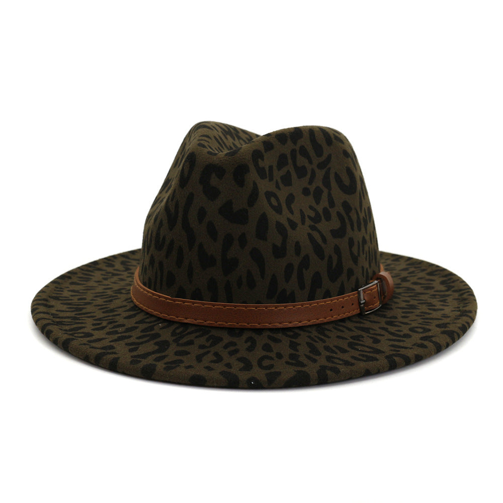 New leopard fur autumn and winter jazz hat