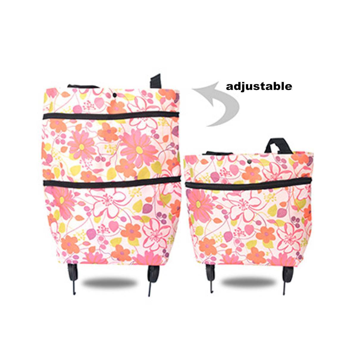 2 in 1 折りたたみ式ショッピングカート(ホイール付き)プレミアムオックスフォード生地多機能ショッピングバッグ