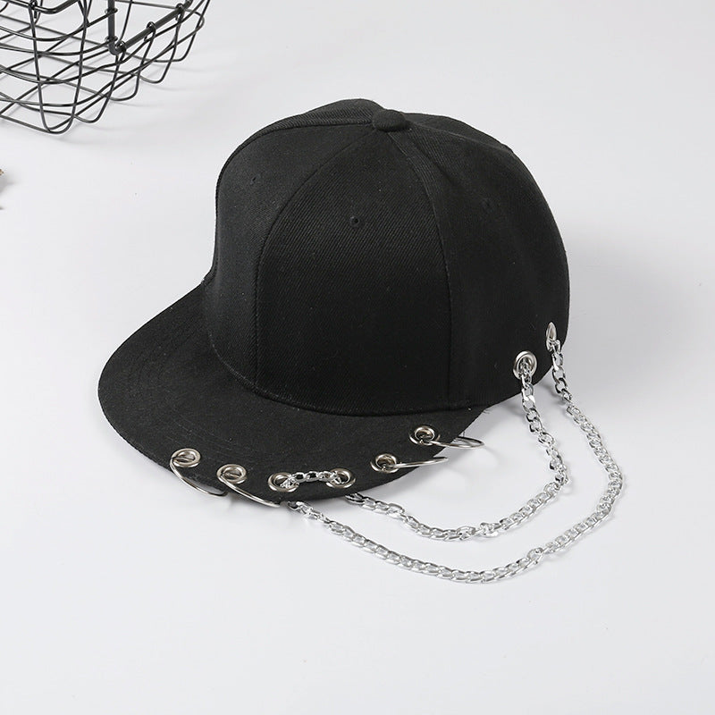 Hip-hop trend ring hoop pin rivet flat along hat