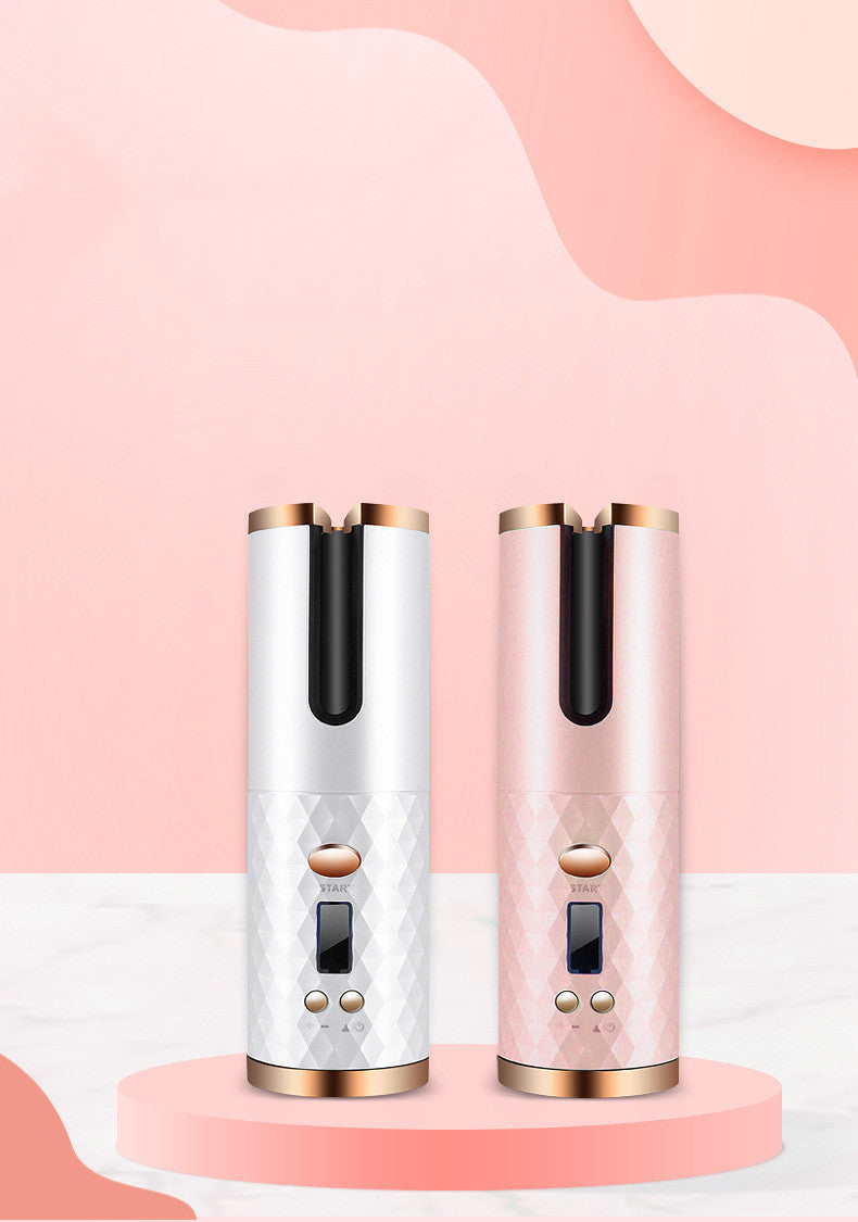 Rechargeable Automatic Hair Curler Portable Hair Curling Iron with LCD Display