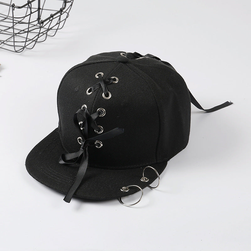 Hip-hop trend ring hoop pin rivet flat along hat