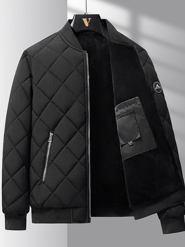 Modische Baumwolljacke mit rhombischem Nähdesign