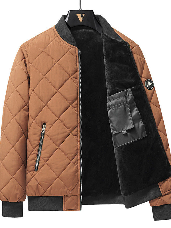 Modische Baumwolljacke mit rhombischem Nähdesign
