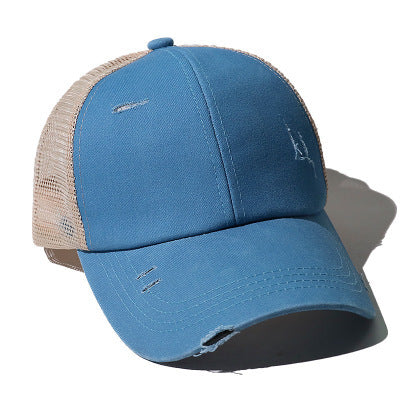 Ponytail Baseball Cap Cross Hole Opening