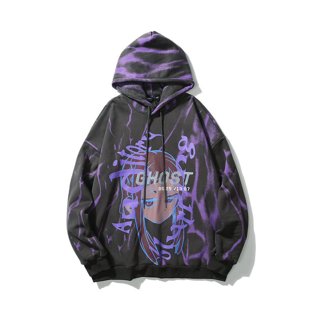 Cartoon Print velvet Sweater Street Trend Hoodie