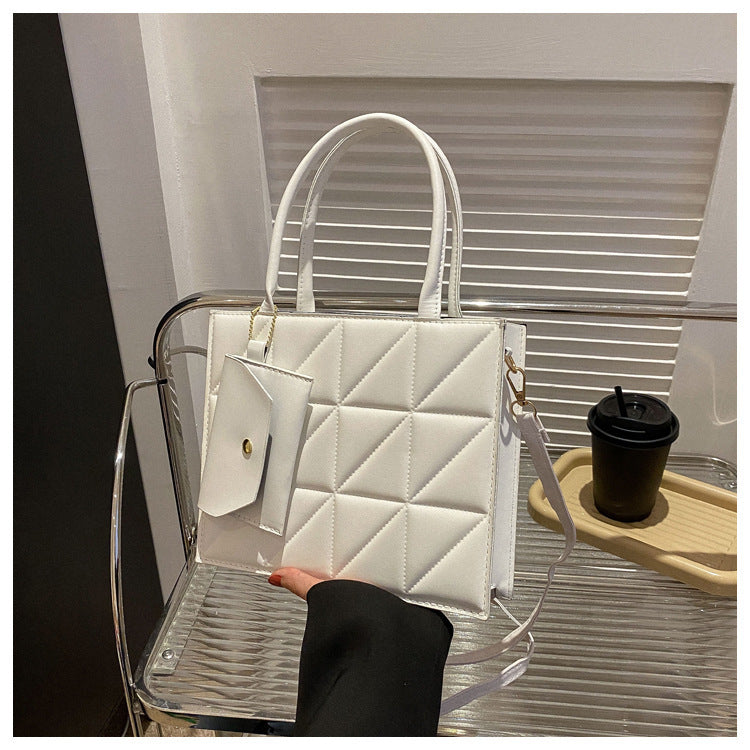 Plaid Shoulder With Small Wallet Simple Elegant Portable Square Handbag