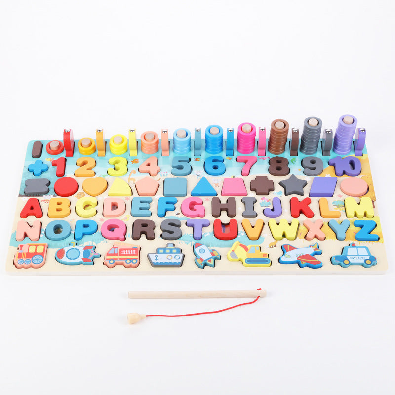 Montessori Educational Wooden Toys for Kids Board Math Fishing