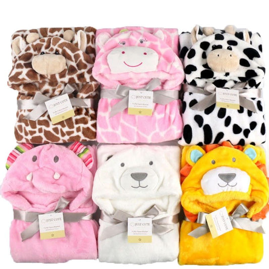 Baby fleece Cartoon Style bath hooded towel