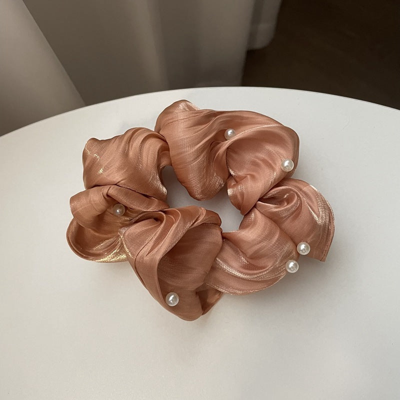 Pearl Texture Wavy Simple Ruffled Silk Scrunchie