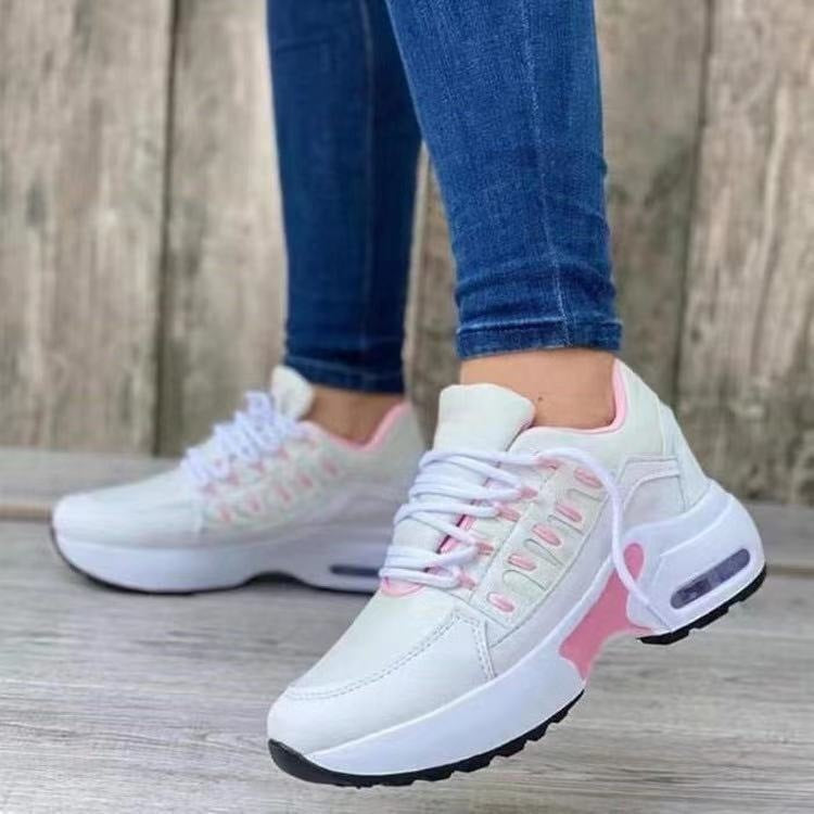 Lace Up Women Wedge Heel Running Shoes