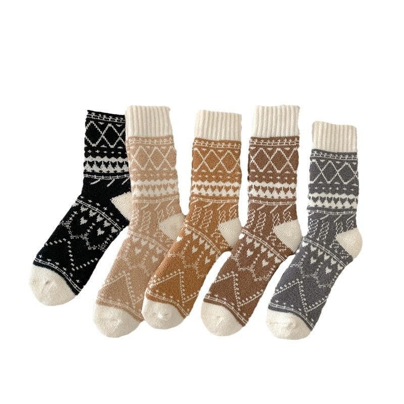 Winter Warm Cashmere Socks Fleece-lined Thick Mid-calf Length Socks