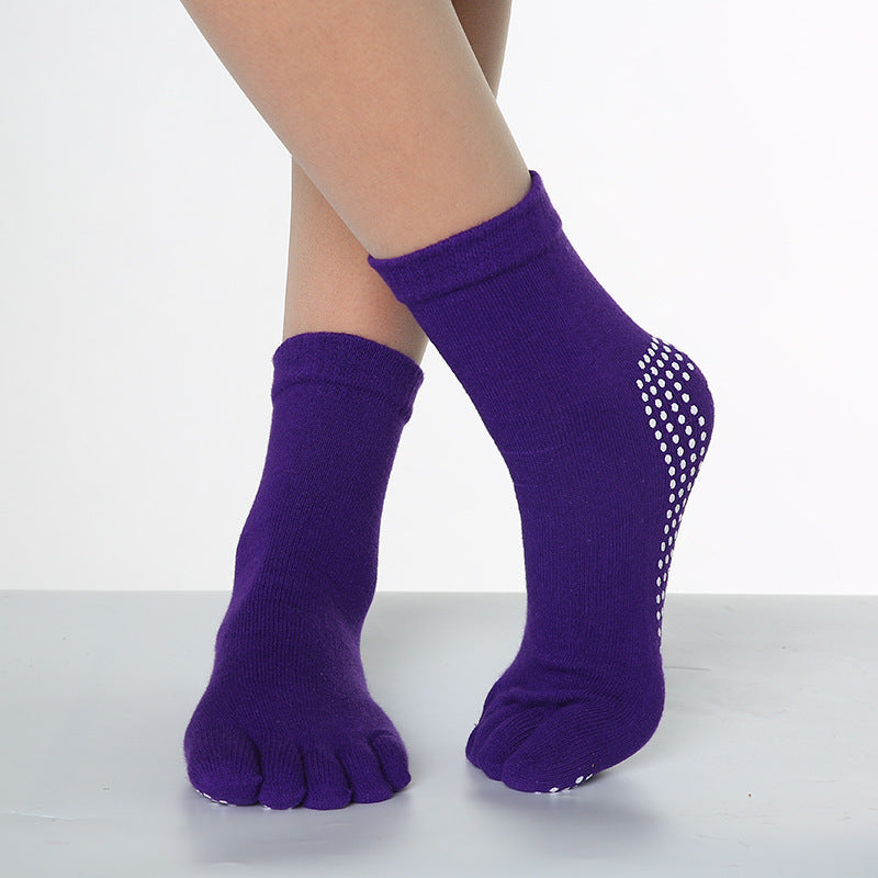 Women's Pure Cotton Dispensing Non-slip Yoga Five Finger Socks
