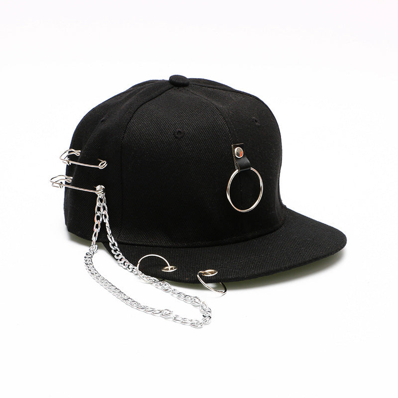 Hip-hop trend ring hoop pin rivet flat along hat