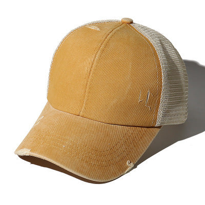 Ponytail Baseball Cap Cross Hole Opening