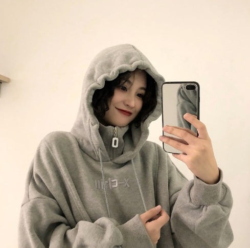 Bestickter Simple Plus Velvet Hochwertiger weicher Damen-Hoodie