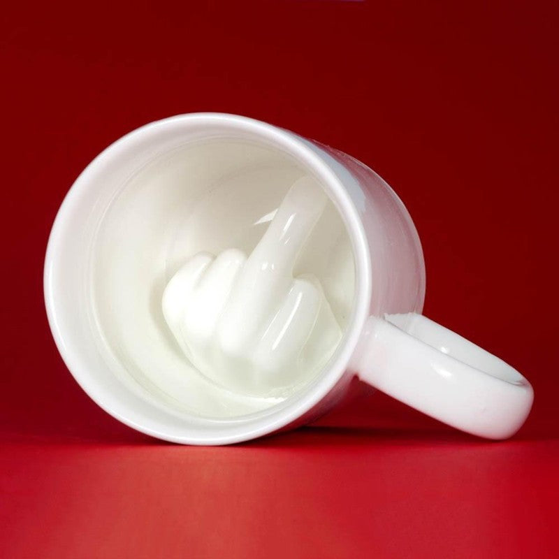 Creative Design White Middle Finger Mug Novelty Style