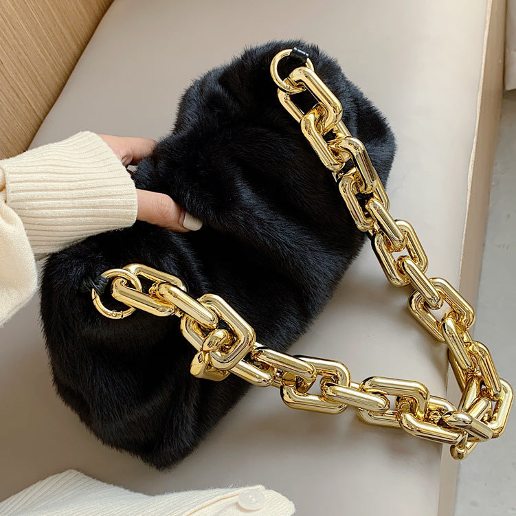 Hairy thick chain cloud bag